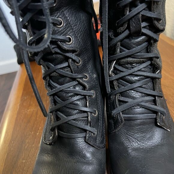 Freebird Grany Lace Up Size 10 Black Tall Boots Distressed Whimsigoth Grunge - Picture 11 of 15